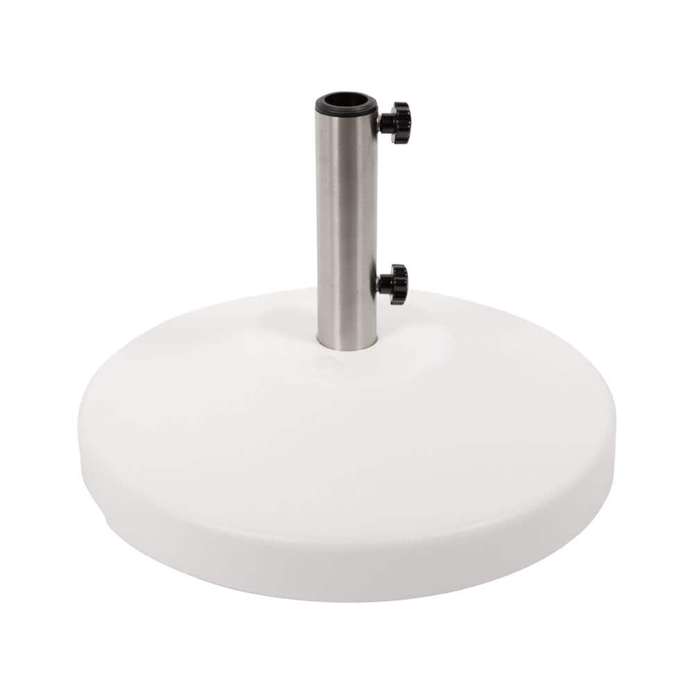 White High-Density Polyethylene Wheeled Umbrella Base with Stainless Steel Stem