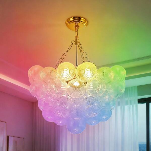 Emeritpro Gold LED Bubble Glass Integrated LED Chandelier with