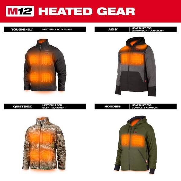 Milwaukee Men's Small M12 12-Volt Lithium-Ion Cordless Green Heated Jacket Hoodie (Jacket and Battery Holder Only)