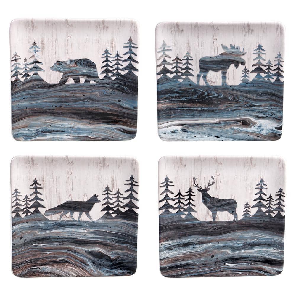 Certified International Fluidity Lodge 4-Piece Seasonal Multicolored Earthenware 8.5 in. Dessert Plate Set (Service for 4)