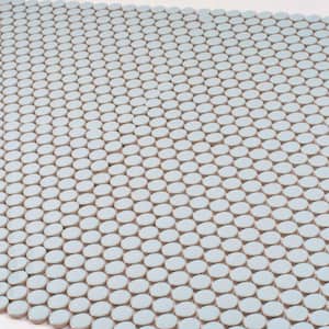 Cirkel Blue 11.46 in. x 12.4 in. Glossy Porcelain Mosaic Wall and Floor Tile (9.87 sq. ft./case) (10-pack)