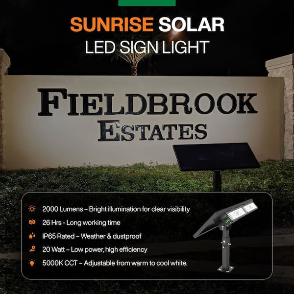 BEYOND LED TECHNOLOGY Solar Powered Black LED Sign Light 20-Watt