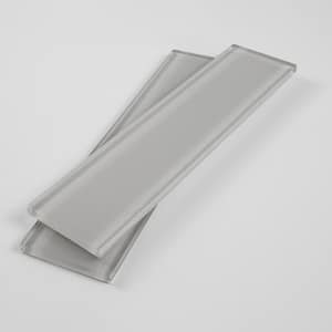 2 in. x 8 in. Glass Misty Grey Gloss Subway Tile (13.02 sq. ft./Case)