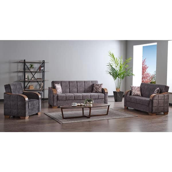 Cobalt Collection Convertible Brown Armchair with Storage