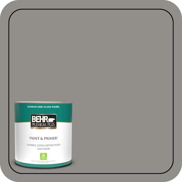 BEHR PREMIUM PLUS 1 qt. Home Decorators Collection #HDC-AC-19 Grant Gray Semi-Gloss Enamel Low Odor Interior Paint & Primer