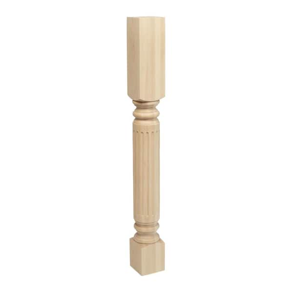 American Pro Decor 3-3/4 in. x 35-1/4 in. Unfinished North American Solid Hard Maple Fluted Kitchen Island Leg