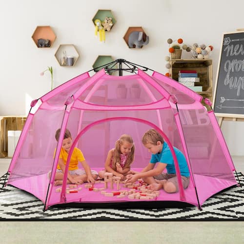 84 x 84 x 44 Pink Pop Up Portable Play Yard Canopy Tent,