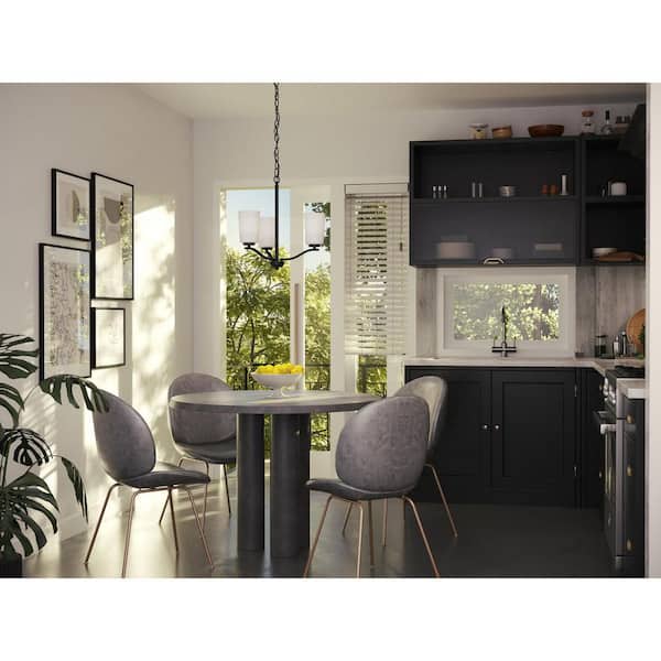 Progress Lighting Adley Collection 3-Light Matte Black Etched White Glass New Traditional Semi-Flush Convertible Light