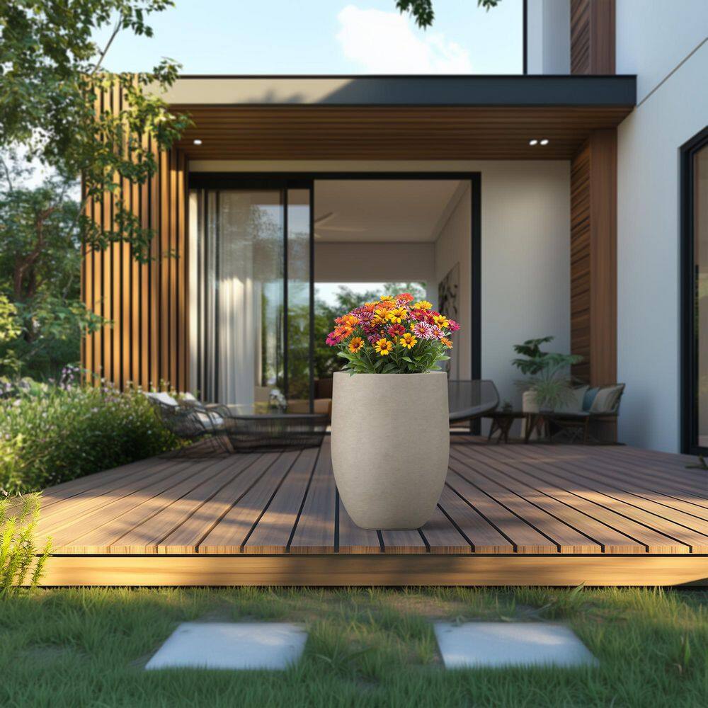 17 in. Large Light Gray(Enhanced Core) Concrete Round Planter / Pot with Drainage Holes price history on PriceWatchPro