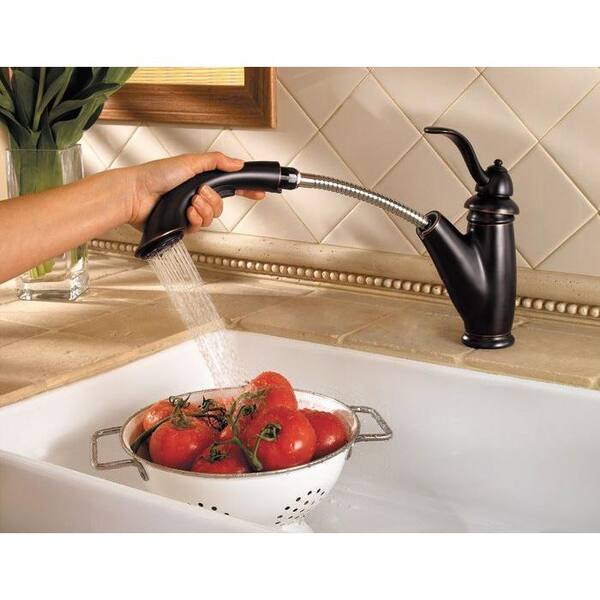 Marielle Single-Handle Pull-Out Sprayer Kitchen Faucet in Tuscan Bronze Marielle Single-Handle Pull-Out Sprayer Kitchen Faucet in Tuscan Bronze