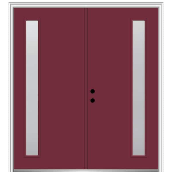 MMI DOOR 60 in. x 80 in. Viola Right Hand Inswing 1-Lite Frosted Painted Fiberglass Smooth Prehung Front Door on 4-9/16 in. Frame