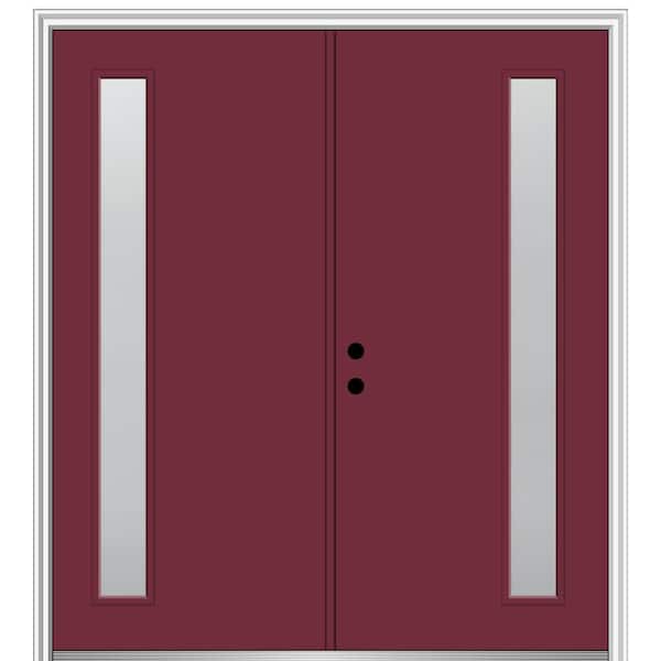 MMI Door 64 in. x 80 in. Viola Right Hand Inswing 1-Lite Frosted Painted Fiberglass Smooth Prehung Front Door on 4-9/16 in. Frame