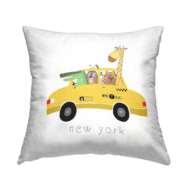 Stupell Industries Wildlife New York Taxi Animals Multi-Color Square Outdoor Throw Pillow