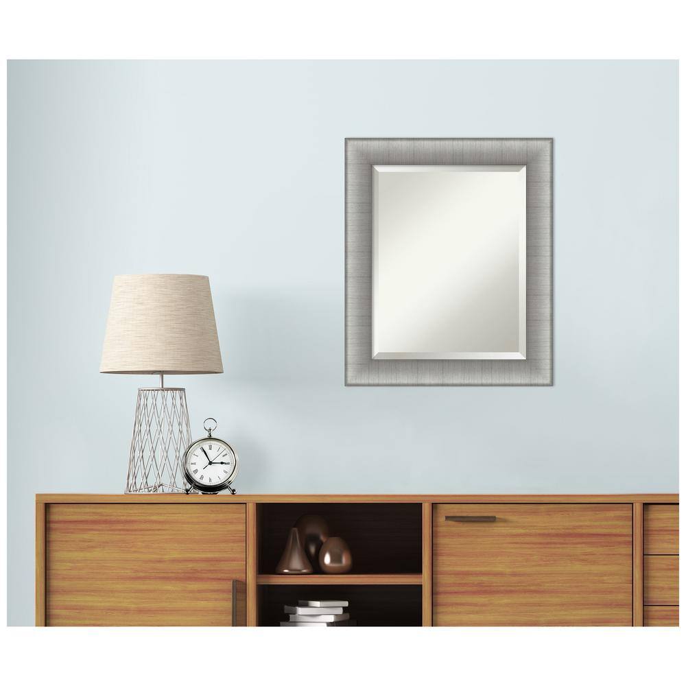 Elegant Brushed Pewter Medium Rectangular Vanity Mirror