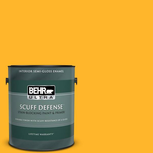 BEHR ULTRA 1 gal. #P260-7 Extreme Yellow Extra Durable Semi-Gloss Enamel Interior Paint & Primer