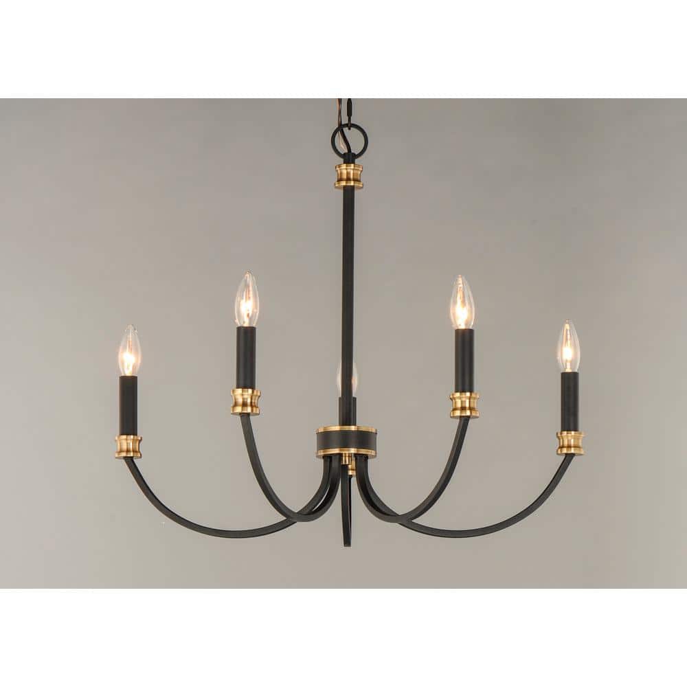 Charlton Black and Antique Brass 5-Light Candelabra Chandelier