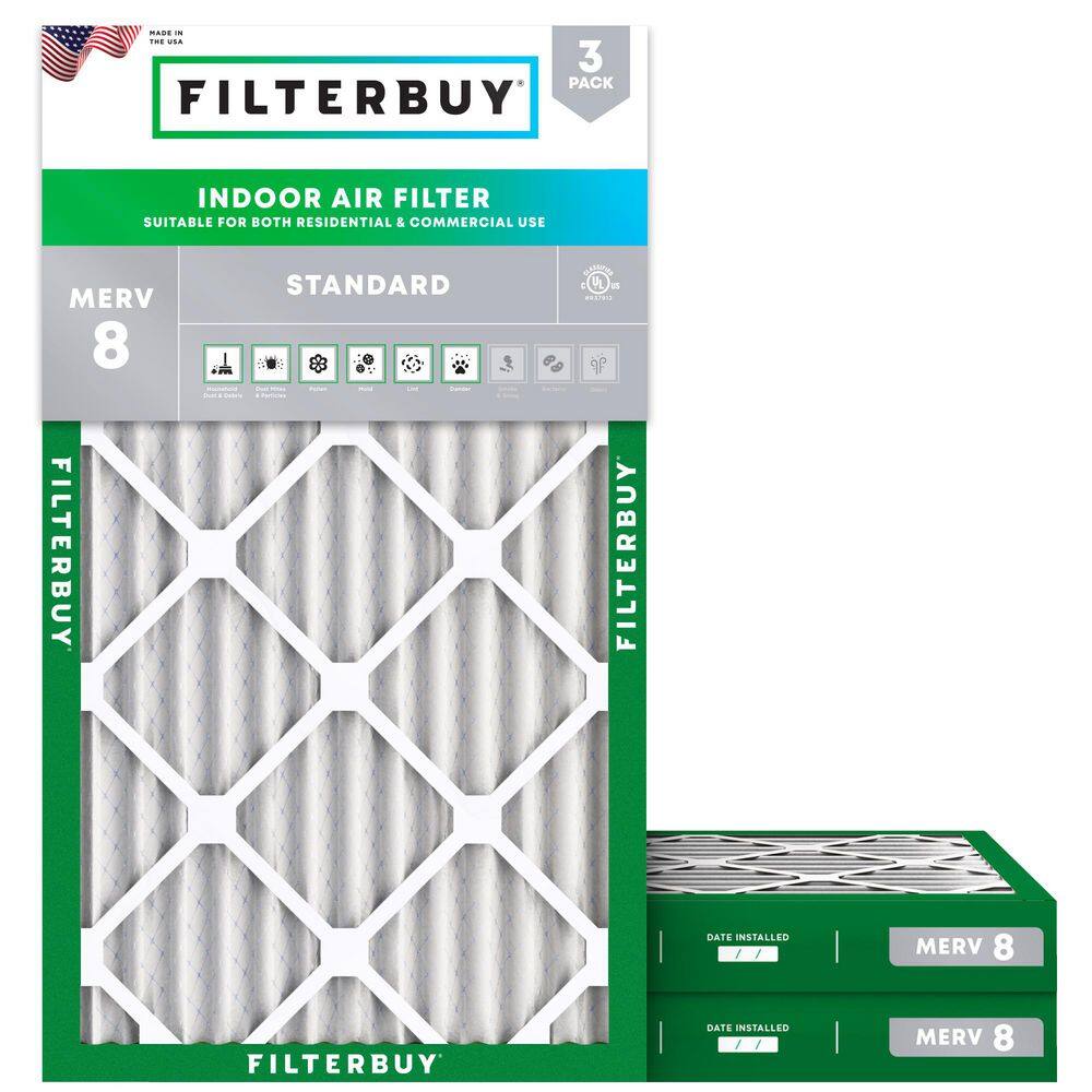 14 in. x 24 in. x 2 in. MERV 8 (FPR 5) Dust Defense Pleated HVAC AC Furnace Air Filters Replacement (3-Pack) price history on PriceWatchPro