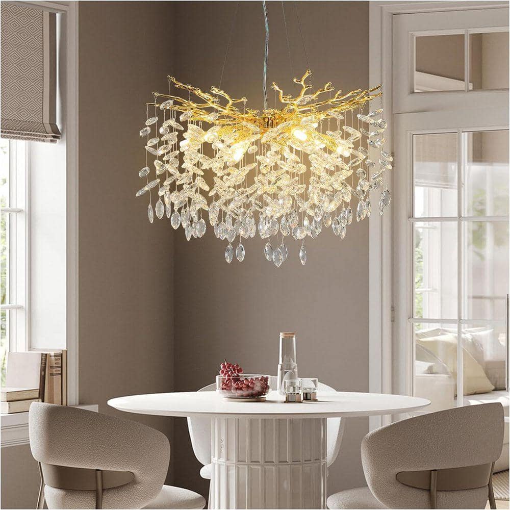 23.6 in. 9-Lights Gold Luxury Crystal Globe Chandelier, Modern Branch Chandelier for Dinning Room, Kitchen, Living Room price history on PriceWatchPro