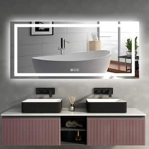 72 in. W x 32 in. H Large Rectangular Frameless Anti-Fog Ceiling Wall Mount Bathroom Vanity Mirror in Silver