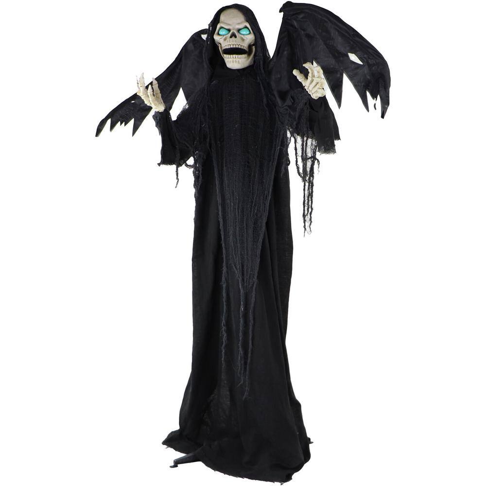 Haunted Hill Farm 74 in. Touch Activated Animatronic Reaper HHWINGSKEL1FLSA The Home Depot