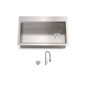 Lassen 33 in. Drop-in/Undermount Single Bowl Stainless Steel Kitchen Sink with Faucet