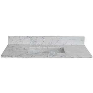 43 in. W x 22 in. D Stone Bathroom Vanity Top in Carrara Jade with White Rectangle Single Sink-3H