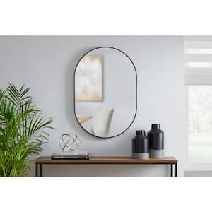 Medium Modern Oval Black Framed Mirror (22 in. W x 32 in. H)