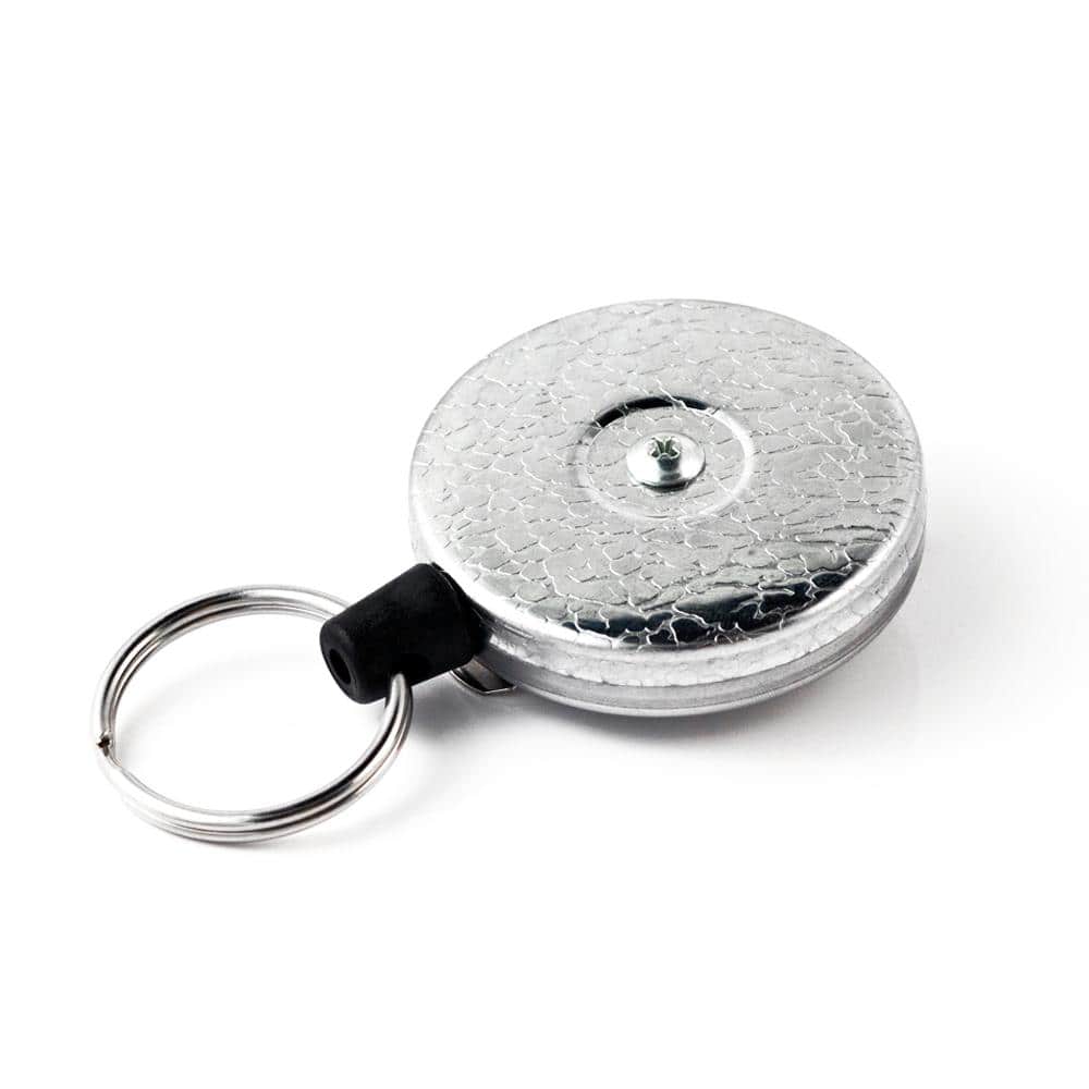 Key-Bak Original SD Retractable Keychain, 36 Retractable Cord, Chrome Front, Steel Belt Clip, 13 oz. Retraction, Split Ring