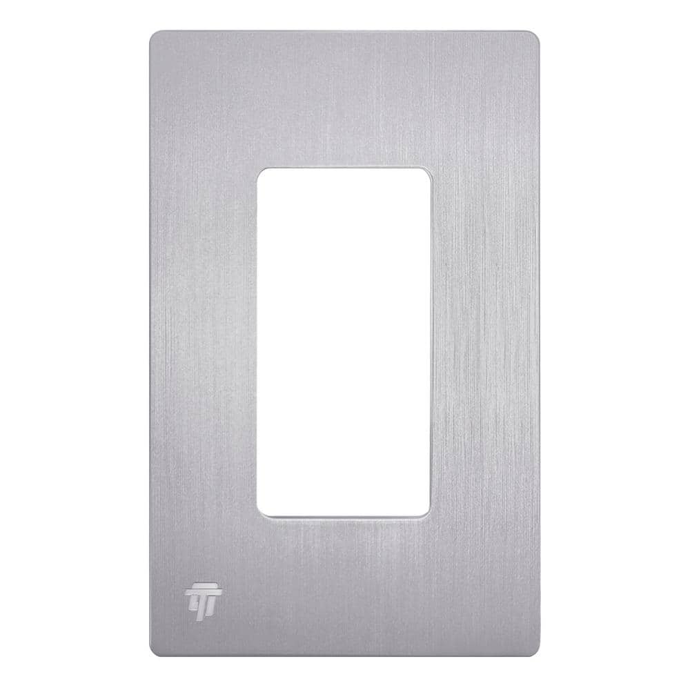 Brushed Silver Screwless Decorator Wall Plate, 1-Gang