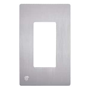 Elite 4.68 in. H x 2.93 in. L, Brushed Silver 1-Gang Screwless Decorator Wall Plate