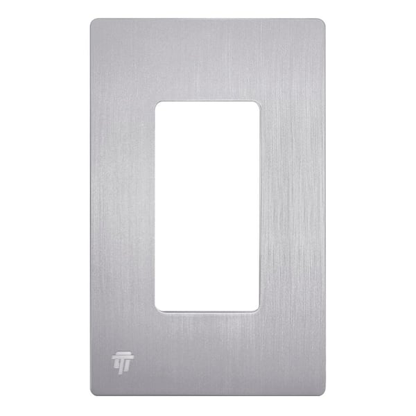 ENERLITES Elite 4.68 in. H x 2.93 in. L, Brushed Silver 1-Gang Screwless Decorator Wall Plate