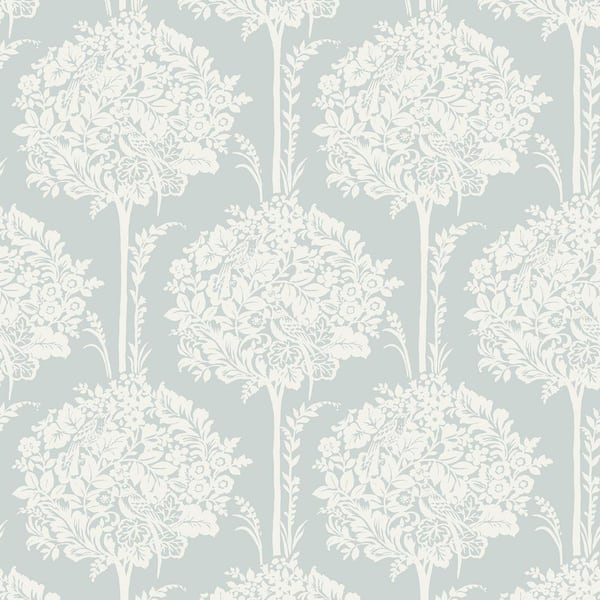 A-Street Prints Zaria Topiary Blue Paper Non-Pasted Matte Wallpaper