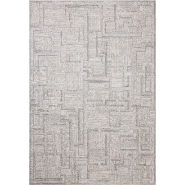 Hollis Grey / Ivory 7 ft. 10 in. x 10 ft. Contemporary Area Rug