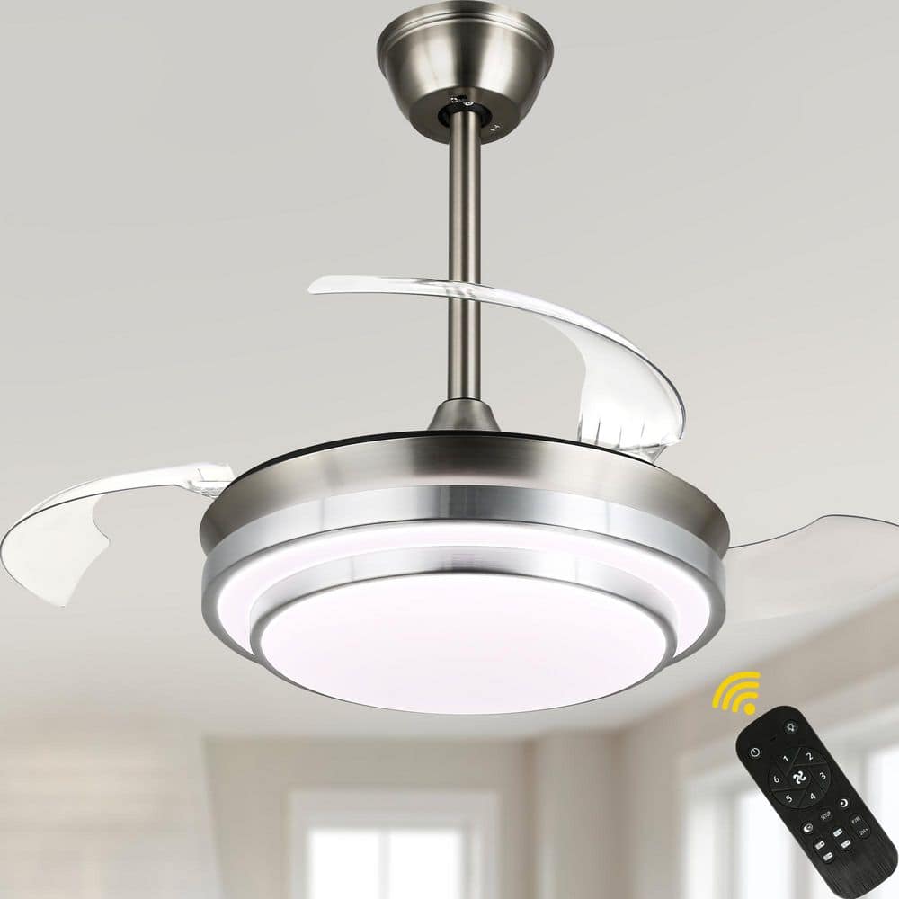 36 in. Indoor Brushed Nickel Retractable Ceiling Fan with LED Light and Remote, 6-Speed Reversible Ceiling Fans price history on PriceWatchPro