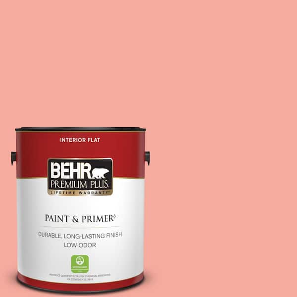 BEHR PREMIUM PLUS 1 gal. #190D-4 Rosy Outlook Flat Low Odor Interior Paint & Primer