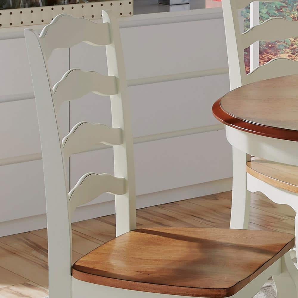 High Ladderback Oak and Rubbed White Side Chair