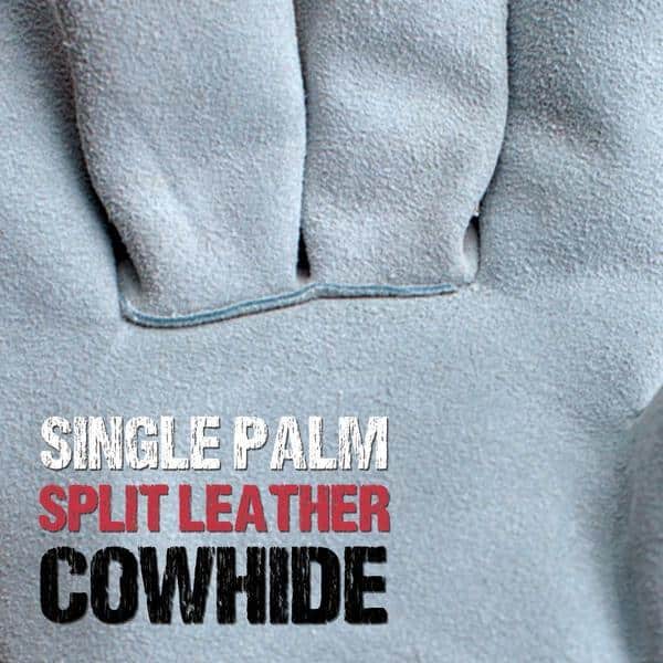 BISON LIFE Gray/Red, Deluxe Single Palm Split Leather Work Gloves