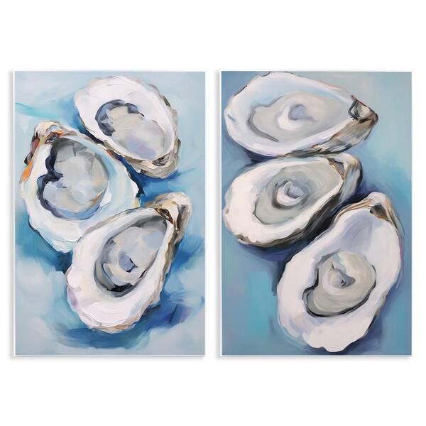 Oysters on the Half Shell by Petal Prints Design 2 Piece Unframed Coastal Graphic Art Print 15 in. x 10 in.