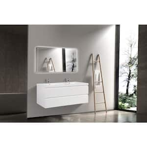 70.55 in. W Double Sinks Wall-Mounted Glossy White Bath Vanity With White Resin Top Unassembled