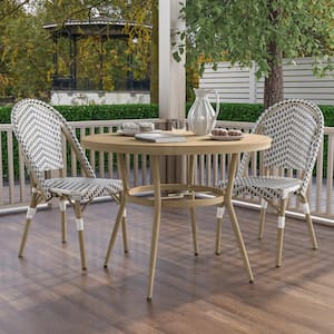 Janele 3-Piece Aluminum 40 in. Round Outdoor Dining Set in Black and White