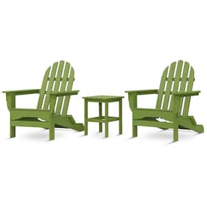 Icon Lime Recycled Plastic Folding Adirondack Chair with Side Table (2-Pack)