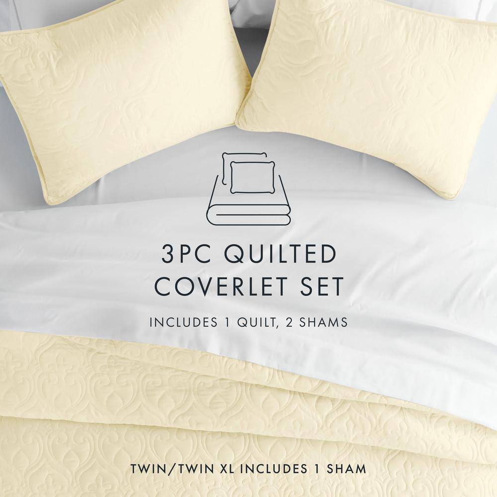 King Yellow Microfiber Quilted Coverlet Set