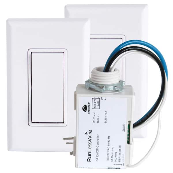 RunLessWire 3-Way Wireless Light Switch Kit with 1 Controller and 2-Light Switches in White