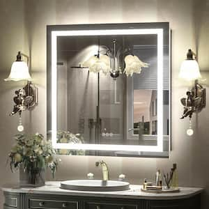 32 in. W x 32 in. H Square Frameless Front and Back LED Lighted Anti-Fog Tempered Glass Wall Bathroom Vanity Mirror