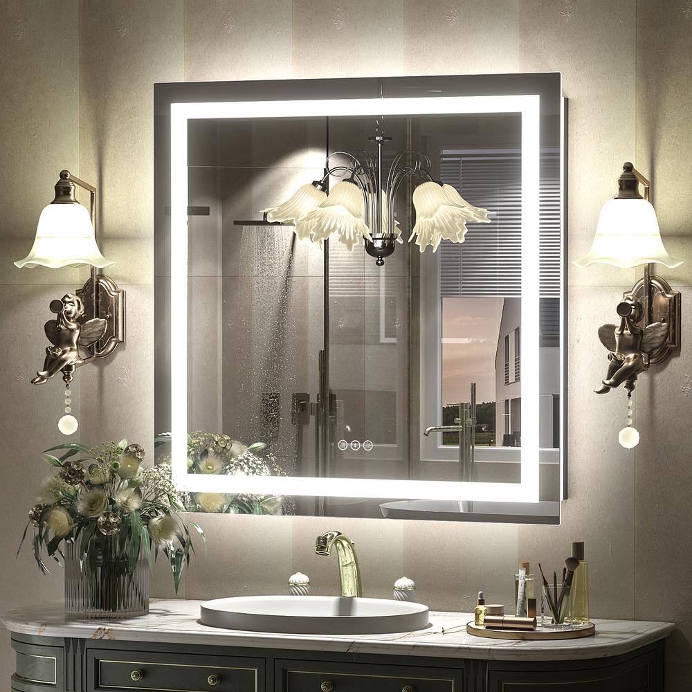 32 in. W x 32 in. H Square Frameless Front and Back LED Lighted Anti-Fog Tempered Glass Wall Bathroom Vanity Mirror price history on PriceWatchPro