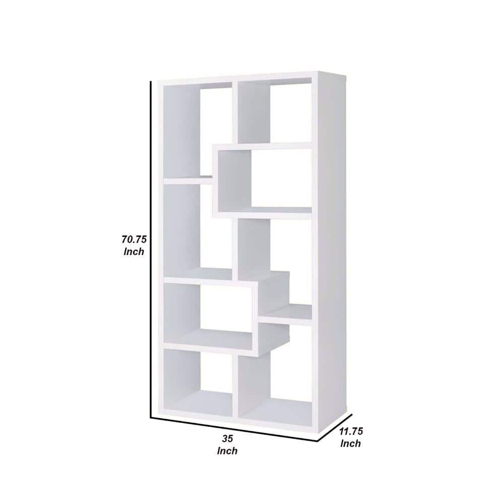 Interlocking Cubes White Wooden Rectangular Bookcase