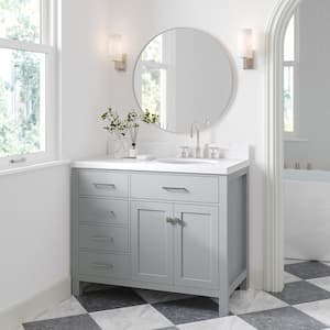 Bristol 42.25 in. W x 22 in. D x 36 in. H Single Sink Freestanding Bath Vanity in Grey with Carrara White Quartz Top