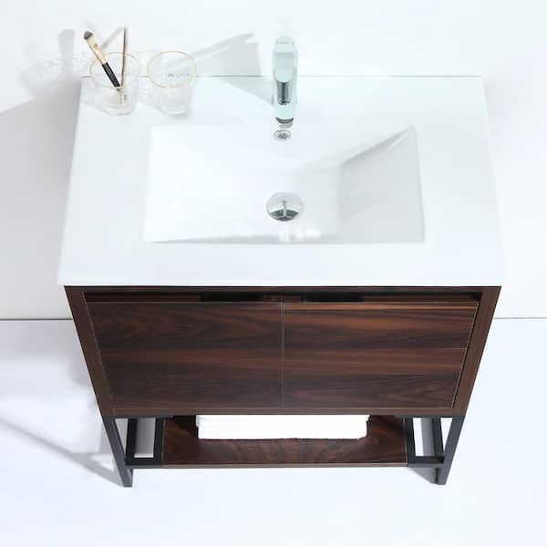 Bath Vanity Set In Walnut, 30 Walnut Modern Bathroom Vanity