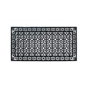A1HC Paisley Heavy Duty Black 30 in. x 60 in. Rubber Beautifully Hand Finished Double Door Mat