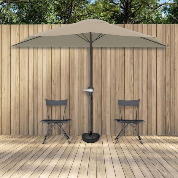 best windy balcony patio umbrella 50 lb half base stand Pure Garden Weighted Plastic Half Moon Patio Umbrella Base in Black